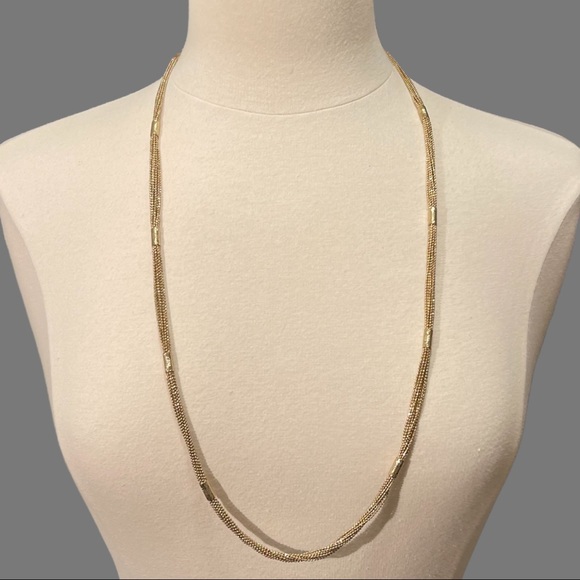 Monet Gold Tone Multi Chain Long Necklace - Picture 1 of 3